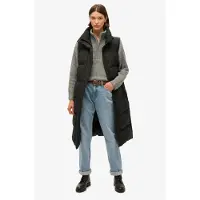 Superdry für Damen. W5011803A Langleinen-Steppweste schwarz (M), Lässig, Recyceltes Polyester, Nachhaltig