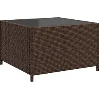 vidaXL Gartensofa in L-Form mit Tisch und Kissen Braun Poly Rattan