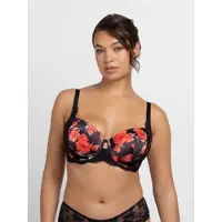 Dorina Bügel-BH "Anahi Floral", Damen, Gr. 75, Cup G, schwarz, Spitze, Obermaterial: 52% Polyester, 39% Polyamid, 9% Elasthan, bedruckt, BHs Bügel-BH, mit Blumen-Design, Spitzendetails, Satin, Mesh