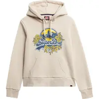 Superdry für Damen. W2012535A Kapuzenpullover Floral beige (L), Lässig, Baumwolle