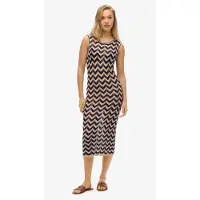 Superdry für Damen. W8011848A Navyfarbenes Zickzack-Midi-Strickkleid (M), Lässig, Viskose, Ärmellos / Hosenträger, Marine
