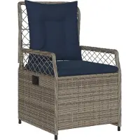 vidaXL Liegende Gartenstühle 2 Stk. Grau Poly Rattan
