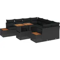 vidaXL Gartensofa-set 9 Stk. Schwarz Poly-Rattan