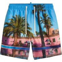 Superdry für Herren. M3010233A Badeanzug mit Fotodruck aus blauem recyceltem Material (S), Strandbekleidung, Nachhaltig, Recyceltes Polyeste