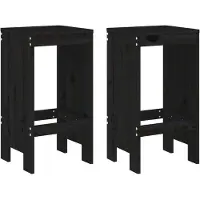 Syfax Barhocker 2 Stk. Schwarz 40x36x75 cm Massivholz Kiefer