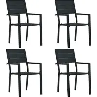 Syfax Gartenstühle 4 Stk. Schwarz HDPE Holz-Optik
