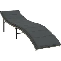 Syfax Sonnenliege mit Kissen Grau 55x199x50 cm Poly Rattan
