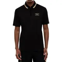 EA7 für Herren. 7M001333_AF13739 Label-Premium-Poloshirt aus Strick schwarz (M), Lässig, Baumwolle, Kurzarm