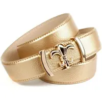Anthoni Crown Ledergürtel , Damen, Gr. 85, gold (goldfarben), Leder, unifarben, Gürtel Ledergürtel, mit glänzender Lilienschließe