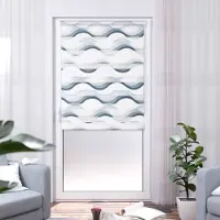 K-Home Doppelrollo "Wellen Design", grau, weiß, weiß, B:45cm H:150cm, Polyester, Rollos, Doppelrollo, Bedruckt mit Muster