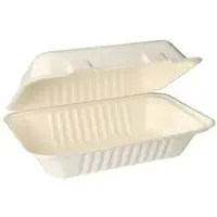Papstar 500 Menüboxen, Zuckerrohr ungeteilt 7,9 cm x 15,5 cm x 23 cm weiss