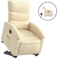 vidaXL Relaxsessel mit Aufstehhilfe Elektrisch Creme Stoff