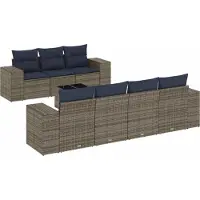vidaXL 8-teiliges Gartensofa-Set mit Kissen, grau, Polyrattan