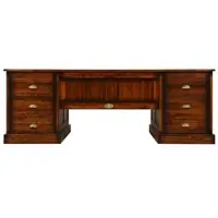 Casa Padrino Luxus Vintage Stil Schreibtisch Braun 220 x 95 x H. 78,5 cm - Massivholz Bürotisch mit 12 Schubladen - Vintage Stil Büro Möbel - Luxus Büro Möbel - Massivholz Büro Möbel