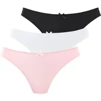 Petite fleur String , Damen, Gr. 32/34, 3 Stk., rosa, weiß, schwarz, Microtouch, Obermaterial: 87% Polyamid, 13% Elasthan, Unterhosen String, mit blumiger Spitze