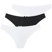 Petite fleur String , Damen, Gr. 36/38, 3 Stk., 2x weiß, 1x schwarz, Microtouch, Obermaterial: 87% Polyamid, 13% Elasthan, Unterhosen String, mit blumiger Spitze
