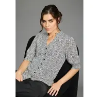 Laura scott Druckbluse , Damen, Gr. 46, schwarz, weiß, Web, Obermaterial: 100% Viskose, bedruckt, Blusen Druckbluse, bedruckte Bluse, femininer Stil, leichtes Webmaterial, aus Viskose