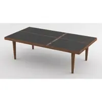 Casa Padrino Luxus Couchtisch Braun / Schwarz 130 x 70 x H. 45 cm - Moderner rechteckiger Massivholz Wohnzimmertisch mit Marmorplatte - Luxus Möbel