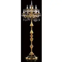 Casa Padrino Luxus Barock Kristall Stehleuchte Gold Ø 56 x H. 152 cm - Prunkvolle Messing Stehlampe mit Böhmischem Kristallglas - Barock Kristall Leuchten - Luxus Qualität