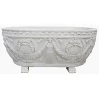 Casa Padrino Luxus Barock Badewanne Weiß 198 cm - Freistehende Marmor Badewanne - Bad Accessoires - Edel & Prunkvoll