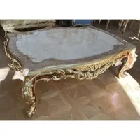 Casa Padrino Luxus Barock Couchtisch Weiß / Grau / Gold / Braun - Prunkvoller Massivholz Wohnzimmertisch im Barockstil - Prunkvolle Barock Möbel