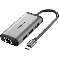 Vention CNCHB, Kabelgebunden, USB 3.2 Gen 1 (3.1 Gen 1) Type-C, 87 W, 10,100,1000 Mbit/s, Grau, 5 Gbit/s