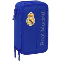 SuperMerchantEU Real Madrid 12.5x19.5x5.5 Cm Triple Mäppchen Blau Mann Blau One Size
