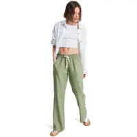 Roxy Stoffhose "Oceanside", Damen, Gr. XS, Normalgrößen, grün (olivgrün), Obermaterial:55% Leinen, 45% Viskose., Hosen Stoffhose