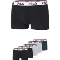 FILA Boxer "MAN BOXER SHORTS", Herren, Gr. M, blau (grau, navy, schwarz), Obermaterial: 95% Baumwolle, 5% Elasthan, körpernah, Unterhosen Boxer, mit Logobund