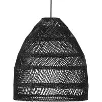 PR Home Hängelampe Maja, Rattan, schwarz, Ø 45 cm