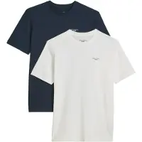 Marc O'Polo T-Shirt DENIM "regular fit im 2er Pack, in softem Single Jersey", Herren, Gr. S, bunt (dunkelblau), Obermaterial: 100% Baumwolle, regular fit, Rundhals, Shirts T-Shirt