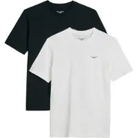 Marc O'Polo T-Shirt DENIM "regular fit im 2er Pack, in softem Single Jersey", Herren, Gr. M, schwarz-weiß (schwarz, weiß), Obermaterial: 100% Baumwolle, regular fit, Rundhals, Shirts T-Shirt