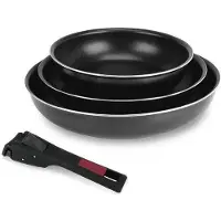 Sitram 3 Stück Agile Poeles - Aluminium Antihaft - Ø 20/24/28 cm - Tous feux dont induction - Noir