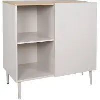 Sweeek - Anrichte, Sideboard aus Metall mit Holzdekor, 1 Tür B 80 cm - Beige