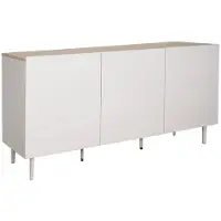 Sweeek - Sideboard aus Metall und Holzdekor, 3 Türen, B 150 cm - Beige