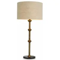 Casa Padrino Luxus Tischleuchte Vintage Messing / Schwarz / Beige H. 85 cm