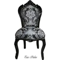 Casa Padrino Barock Esszimmer Stuhl Paisley Muster Schwarz / Schwarz - Antik Stil Möbel