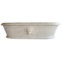 Casa Padrino Luxus Barock Badewanne Löwenkopf Weiß 204 x 107 x H. 53 cm - Freistehende Marmor Badewanne - Bad Accessoires - Edel & Prunkvoll