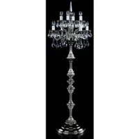 Casa Padrino Luxus Barock Kristall Stehleuchte Silber Ø 56 x H. 152 cm - Prunkvolle Messing Stehlampe mit Böhmischem Kristallglas - Barock Kristall Leuchten - Luxus Qualität