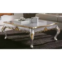 Casa Padrino Luxus Barock Couchtisch Silber / Gold - Quadratischer Massivholz Wohnzimmertisch im Barockstil - Barock Möbel - Barock Interior - Edel & Prunkvoll - Luxus Qualität - Italy