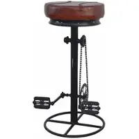 Casa Padrino Industrie Stil Barhocker Schwarz / Braun H. 80 cm - Bar Möbel