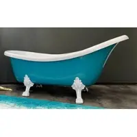 Casa Padrino Luxus Jugendstil Badewanne Türkis / Weiß 174 x 83 x H. 81 cm - Freistehende Retro Badewanne mit Löwenfüßen - Retro Badezimmer Möbel