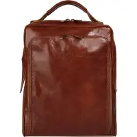 Piké Klassischer Damen Stadtrucksack cognac mit 2 großen Hauptfächern und Handyfach