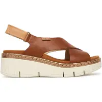 Pikolinos für Damen. W0K-0606C1 Braune Gomera Keilsandaletten aus Leder (36), 3 bis 5 cm, Klettverschluss, Lässig