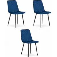 Leobert TURIN Stuhl – marineblaues Samtstoff, 3 Stück