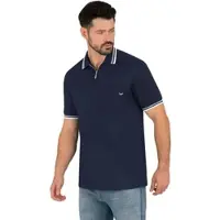 Trigema Poloshirt "Poloshirt mit Reißverschluss", Herren, Gr. 4XL, blau (navy), Piqué, 100% Baumwolle, Basic, lang, ohne Ausschnitt, Shirts Poloshirt