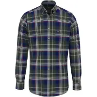FYNCH-HATTON Langarmhemd , Herren, Gr. XL, N-Gr, bunt (navy), Web, Obermaterial: 100% Baumwolle, kariert, regular fit taillenbedeckt, Manschette, Hemden Langarmhemd, mit Logo Stickerei