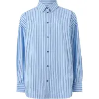 BOSS für Damen. 50559241 Blaues Bostatta-Hemd (34), Lässig, Baumwolle, Langarm