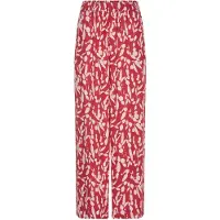 Goldner Schlupfhose "Kurzgröße Druckhose mit floralem Muster", Damen, Gr. 19, K-Gr, rot (rot, weiß, gemustert), Obermaterial: 100% Viskose CV., weit, Hosen Schlupfhose, Eingriffstaschen an der Seite
