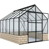 Vitavia Gewächshaus Cassandra 8300, ESG 3mm, schwarz, Sockel sand